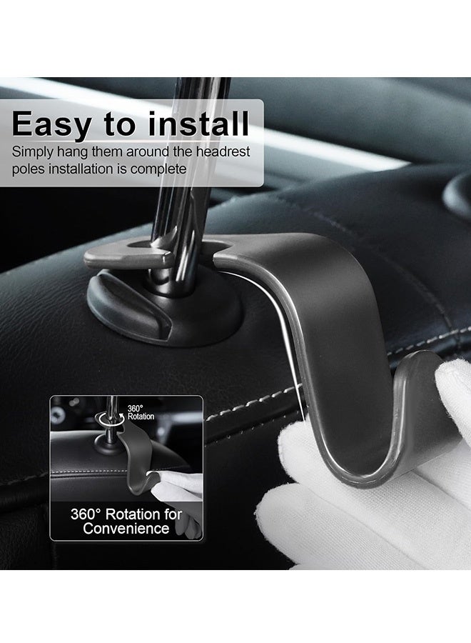 6 قطع من خطافات مسند الرأس للسيارة باللون الأسود خطافات لتنظيم المقعد الخلفي منظم التخزين إكسسوارات داخلية شماعات حقائب شديدة التحمل للمحافظ والحقائب وأكياس البقالة والألعاب مناسبة لجميع أنواع السيارات والشاحنات وسيارات الدفع الرباعي والشاحنات الصغيرة - Image 4